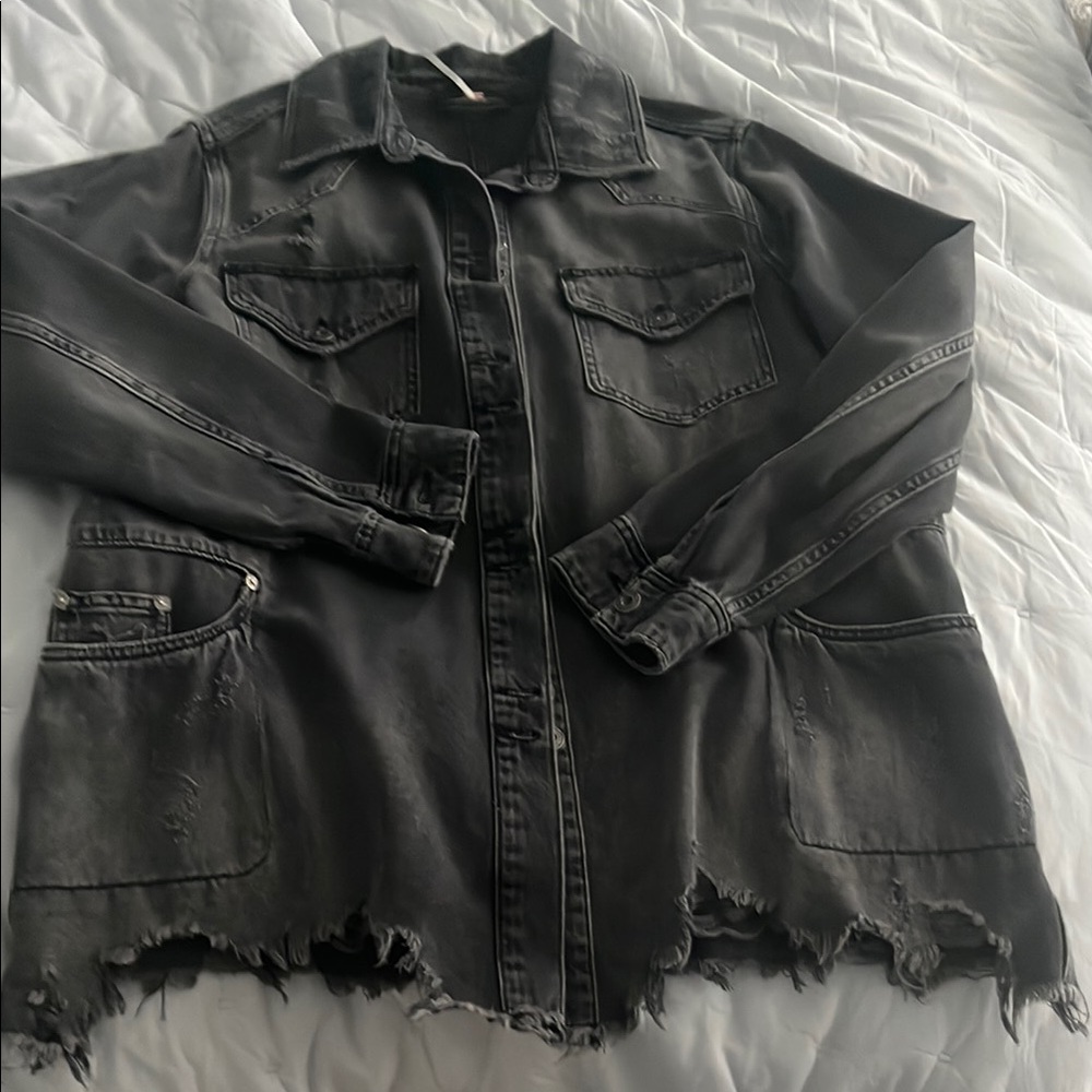 Free people distressed denim jacket